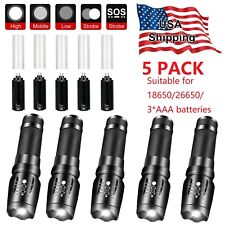 5Pack Super Bright LED Tactical Flashlight High Lumens 26650 Torch Lamp Zoom AAA picture