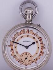 Antique Longines Grand-Prix Pocket Watch Fancy Jewish Enamel Dial-Very Rare picture