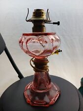  Large Antique Pink  W/Hearts Oil Lamp Base. Electrified.  picture