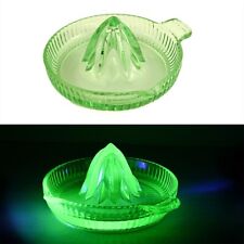 Green Uranium Glass Juicer Reamer Tab Handle Pour Spout Hocking GLOWS 1930s VTG picture