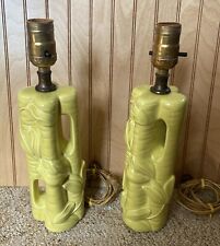 Vintage Underwriters Laboratories Ceramic Light yellow /Table Lamps set of 2 picture