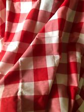 Vintage French Large Red and White Vichy Check Cotton Fabric UNUSED 3 x 8 ft picture