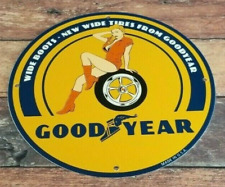 VINTAGE GOODYEAR PORCELAIN GAS OIL WIDE BOOTS SERVICE STATION AUTO TIRE SIGN picture
