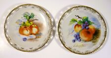 Set of two Vintage Hand painted Ucagco 6” plates – FRUIT, signed w/lattice picture
