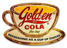 GOLDEN GIRL COLA SUNDROP CUP & SAUCER HEAVY DUTY USA MADE METAL ADVERTISING SIGN picture
