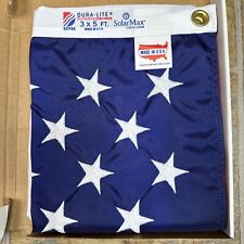 American Flag 3'x5' DuraLite U.S Dettra Solar Max Embroidered Made in USA New picture