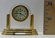 Mini Brass Desk Collectible Clock Quartz Collezie Battery Operated picture