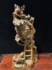 Antique Chinese Boxwood Hand-carved Fruitful Vine Ornament Statue picture