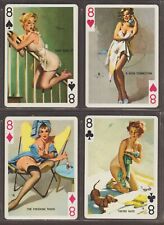 4 Vintage GIL ELVGREN Paintings as EIGHTS 8's on Mint Pinup Playing Cards  1953 picture