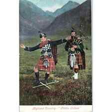 Scotland Highland Dancing Ghillie Charm Bagpipes Original Postcard TK1-21 picture