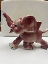 Vintage 6” tall Pink Elephant with Trunk Up  Ceramic Pottery Planter picture