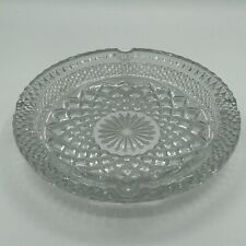 Vintage Large Lead Crystal Cut Clear Glass Cigar Cigarette Ashtray 8.5” Heavy picture