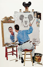 Walt Disney painting Mickey Mouse Norman Rockwell Style Poster Print picture
