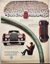 1969 VW Volkswagen Beetle Inspected Vtg Print Ad Poster Man Cave Art Deco 60's picture