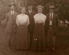 Two couples with Father in law in orchard 1910 era RPPC TT1 picture