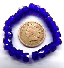 25 Vintage Mini Russian Blue Spacers (Cobalt) African Trade Beads Alaska W10 picture
