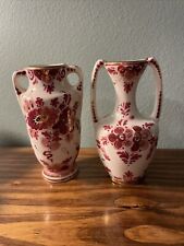 Vintage RARE Regina Delfts Rood Holland Vases Set Of 2 Small picture
