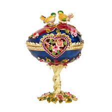 QIFU Hand Painted Enameled Faberge Egg Style Decorative Hinged Jewelry Trinket B picture