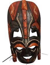 African Tribal Warrior Carved Wooden Folk Figural Faces Wedding Mask Africa picture