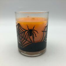 Vintage Halloween Candle Black Spider + Web Unused Orange Lamplight Farms USA picture