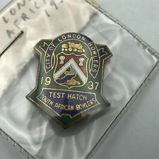 1937 Cricket Test Match Pin City Of London vs South Africa Bowlers Lapel Vintage picture