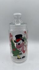 Large Vintage 90s Christmas Snowman Glass Coffee / Cookie jar picture
