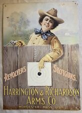 Vintage HARRINGTON RICHARDSON H&R revolvers shotguns woman target poster sign picture