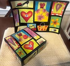 Mary Naylor Designs Large Platter Wall Art and Ceramic Box Hand Painted Colorful picture