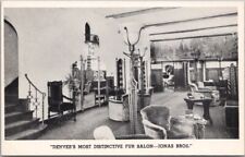 c1940s Denver, Colorado Postcard JONAS BROS. FUR SALON Interior View / Unused picture