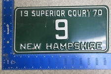 New Hampshire License Plate 1970 70 Superior Court Tag #9 Single Digit picture