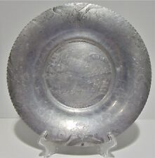 Embossed Aluminum Round Serving Platter Plate Floral Pattern picture