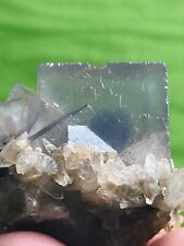 105 CTS OUTSTANDING NATURAL FLOURITE SPECIMEN WITH SHINING CALCITE FROM PAKISTAN picture