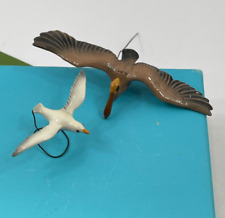 Vintage Hagen Renaker Miniature Figurine Flying Pelican & Seagulf Bird on Wire picture