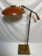 Vintage Gerald Thurston Style Mid Century Red Enamel & Brass Lamp Articulating picture
