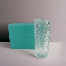 Tiffany & Co NIB Woven Cylinder Basketweave Crystal Vase Made In Germany - NEW picture