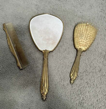 Vintage 1950’s  Gold Tone Matson Butteryfly Mirror Brush Comb Vanity Set picture