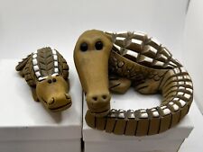 2 Artesania Rinconada Alligator Crocodile Figurines Retired Art Pottery Uruguay picture