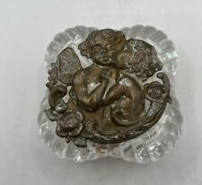 Small Clear Glass Trinket/Ring Box W/ 2 Angels Kissing 2.5”x1.5” picture