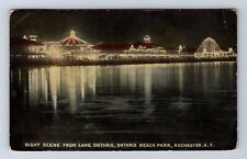 Rochester NY-New York Night Scene Lake Ontario Beach Park Vintage c1916 Postcard picture
