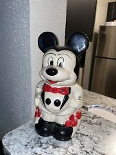 Rare Vintage Mickey & Minnie Mouse Two Side Turnabout Cookie Jar Disney Pottery picture
