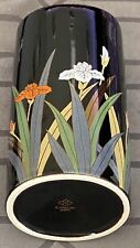 Otagiri Black Gold Trimmed Flower Vase Made in Japan 8.5” Tall picture