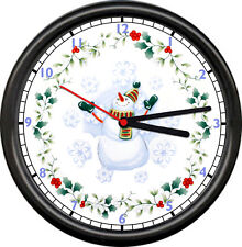Winter Snow Man Ivy Floral Snowman Winter Christmas Gift Sign Wall Clock picture