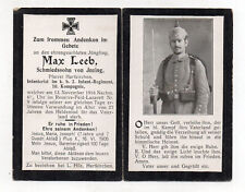 original german ww1 Death card wk1 MAX LEEB 2IR 10KMP-fell 13nov1916 BILLY-MONTI picture