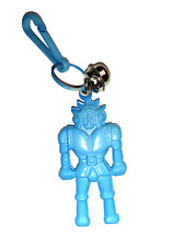 Vintage 1980s Plastic Charm Robot Blue Man 80s Charms Necklace Clip On Retro picture
