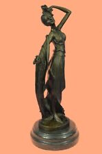Real Bronze Metal Stone Statue Classical Victorian Woman Lady Flowers Decorative picture