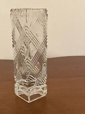 Vintage Avon By Fostoria Bud Vase 6 inches tall Diamond cut Crystal Glass picture