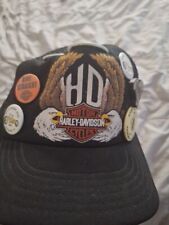 Vintage HARLEY DAVIDSON Motorcycles Trucker Hat Black Snapback USA picture