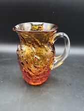 Vintage Amber Gold Miniature Art Glass Blown Pitcher Creamer 4 1/2