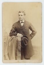 Antique Circa 1880s Cabinet Card Handsome Man Holding Hat Hargrave Brooklyn, NY picture