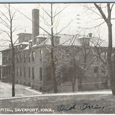 c1910s Davenport, IA Winter Snow St. Luke's Hospital Postcard Antique A83 picture